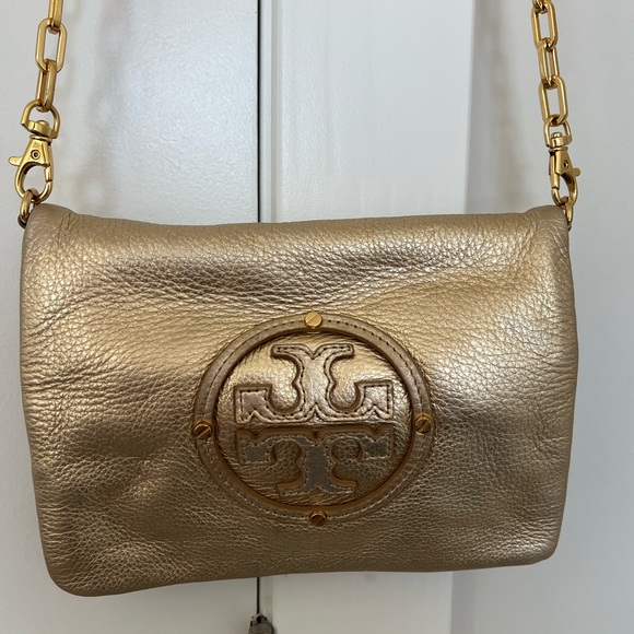 Tory Burch Gold Crossbody/ Shoulder Bag Metallic - Picture 2 of 4